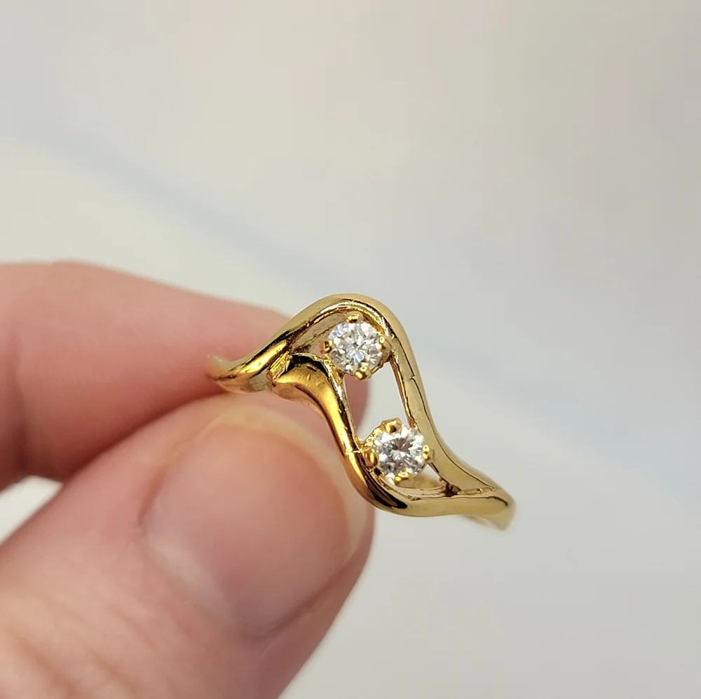 Vintage Ring Signed COP 92 Gold Plated CZ Diamonds Size 9 Castings on Parade